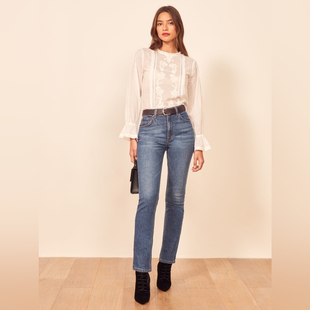 Reformation | Liza High Rise Straight Leg Jeans in Laguna